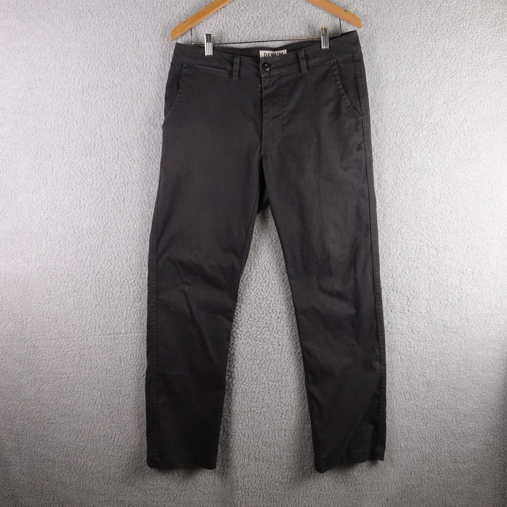 Devium Lifelong Chino Pants Mens 30 Charcoal Black Made in USA Stretch Trousers